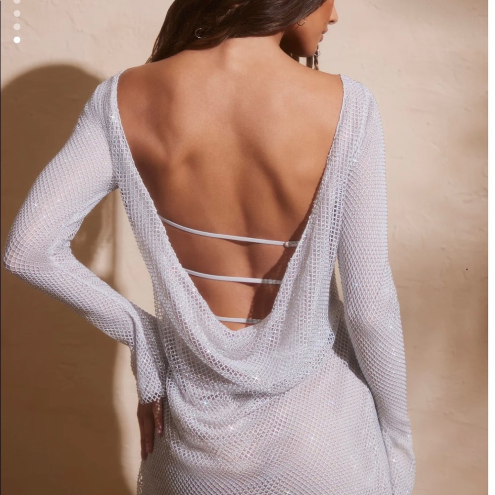 Oh Polly Embellished Long Sleeve Mini Dress